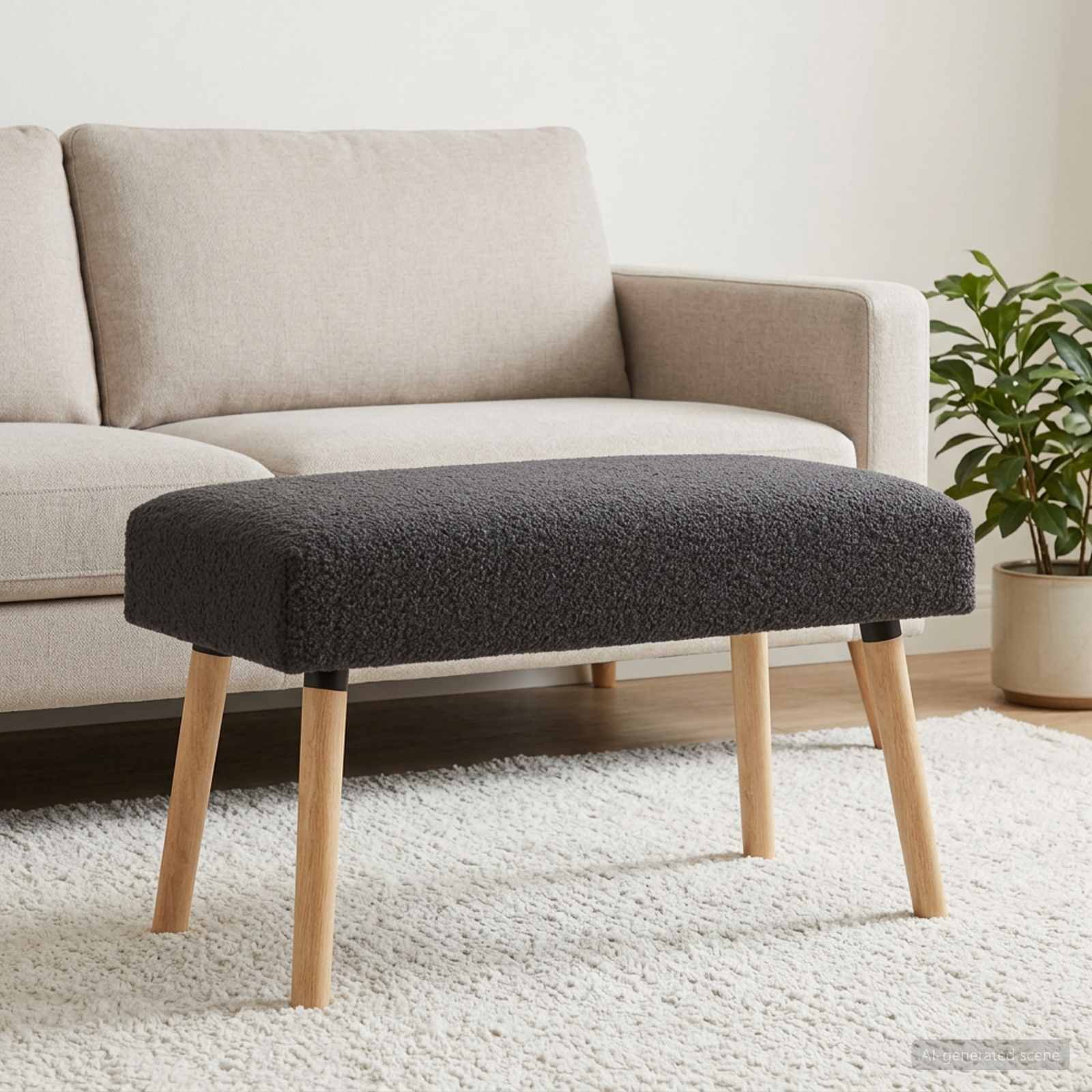 suoliukas Paprastas Tamsiai pilka 80 x 40 x 46 cm Bouclé