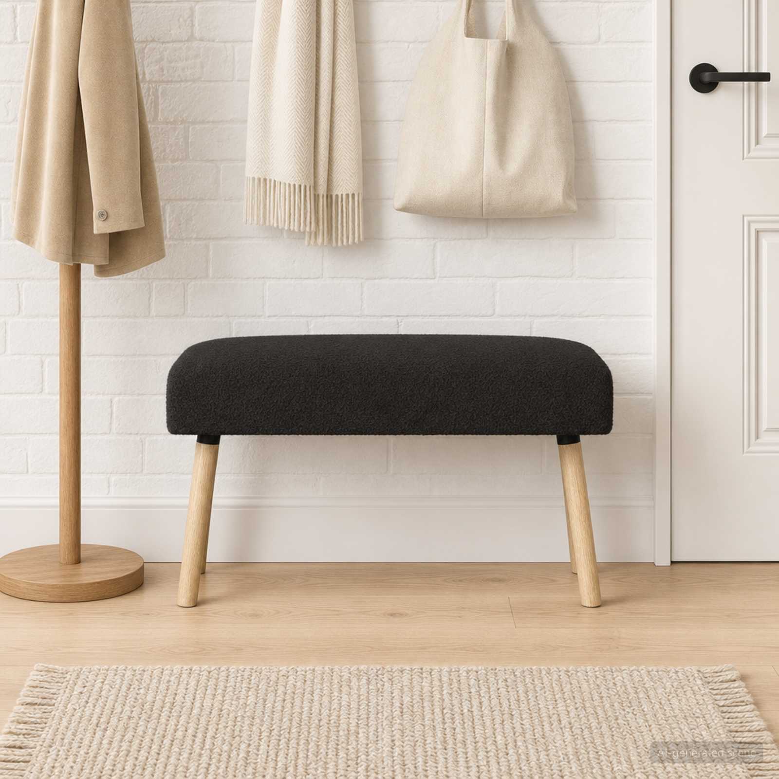 suoliukas Paprastas Juoda 80 x 40 x 46 cm Bouclé