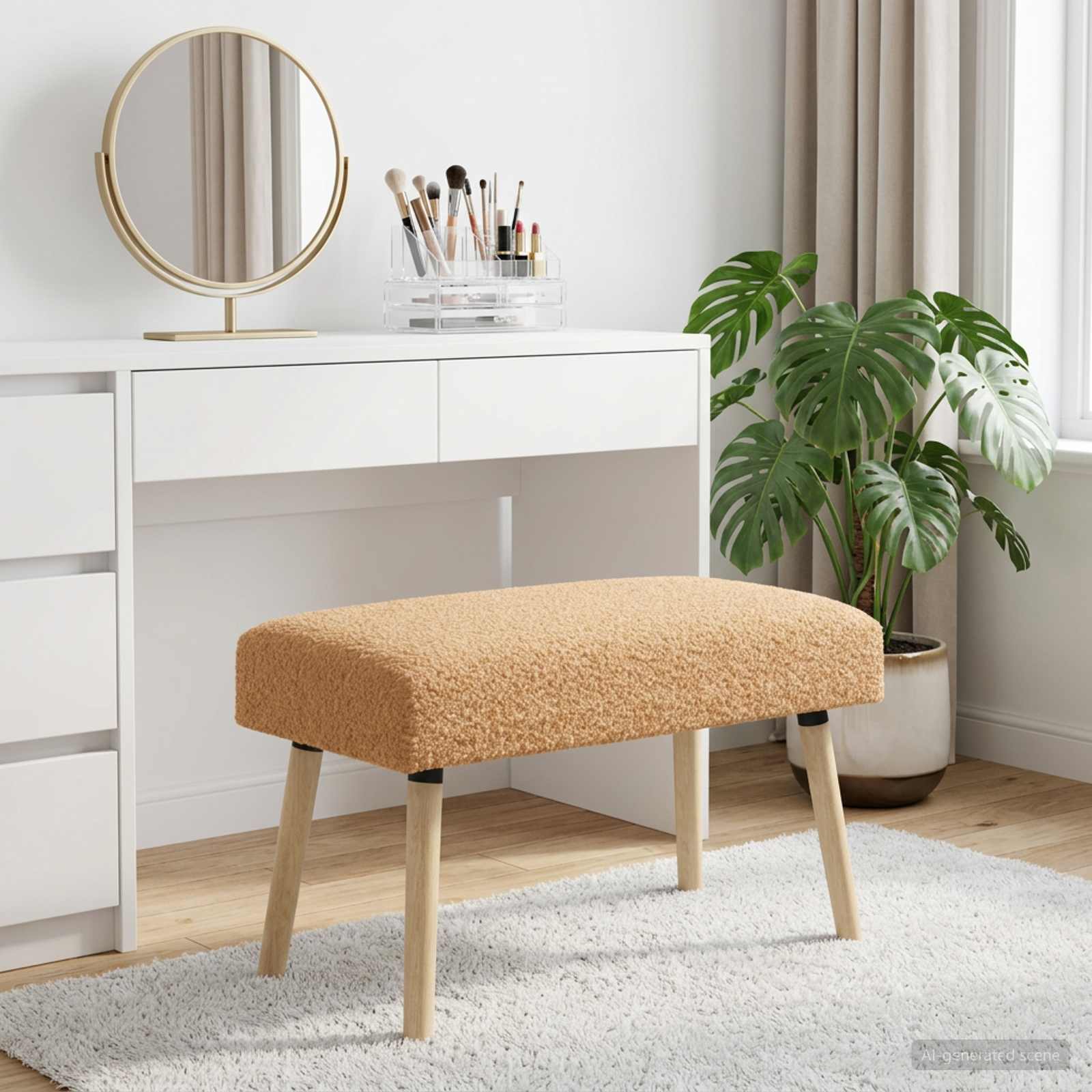 suoliukas Paprastas Smėlio 80 x 40 x 46 cm Bouclé