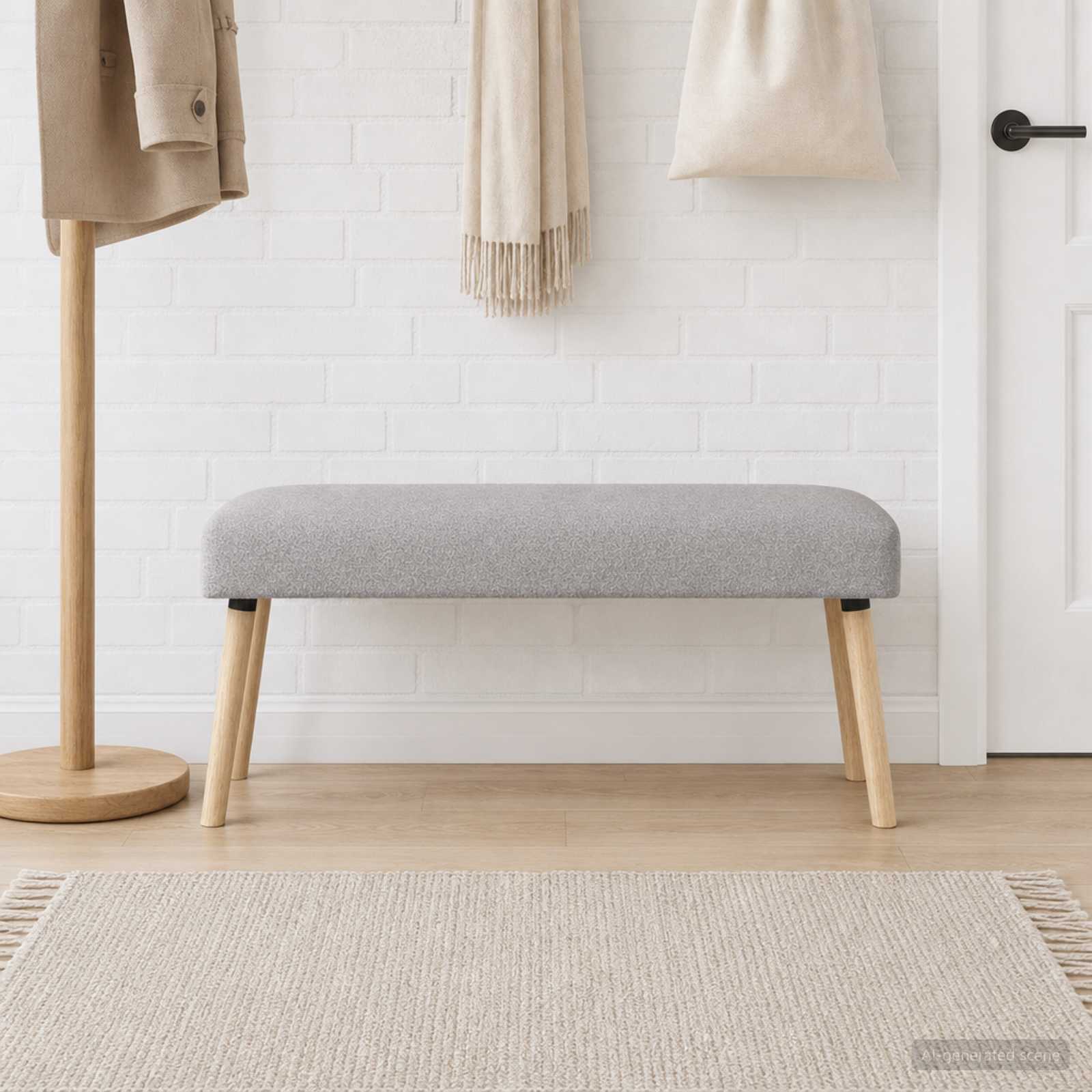 suoliukas Paprastas Šviesiai pilka 110 x 40 x 46 cm Bouclé
