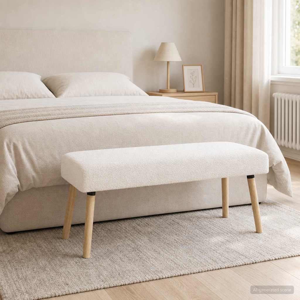suoliukas Paprastas Kreminė 110 x 40 x 46 cm Bouclé