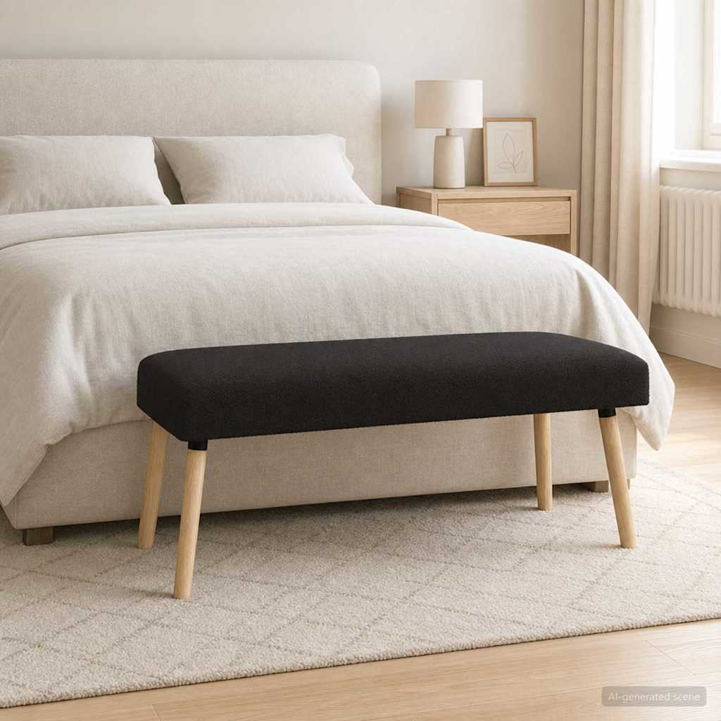 suoliukas Paprastas Juoda 110 x 40 x 46 cm Bouclé