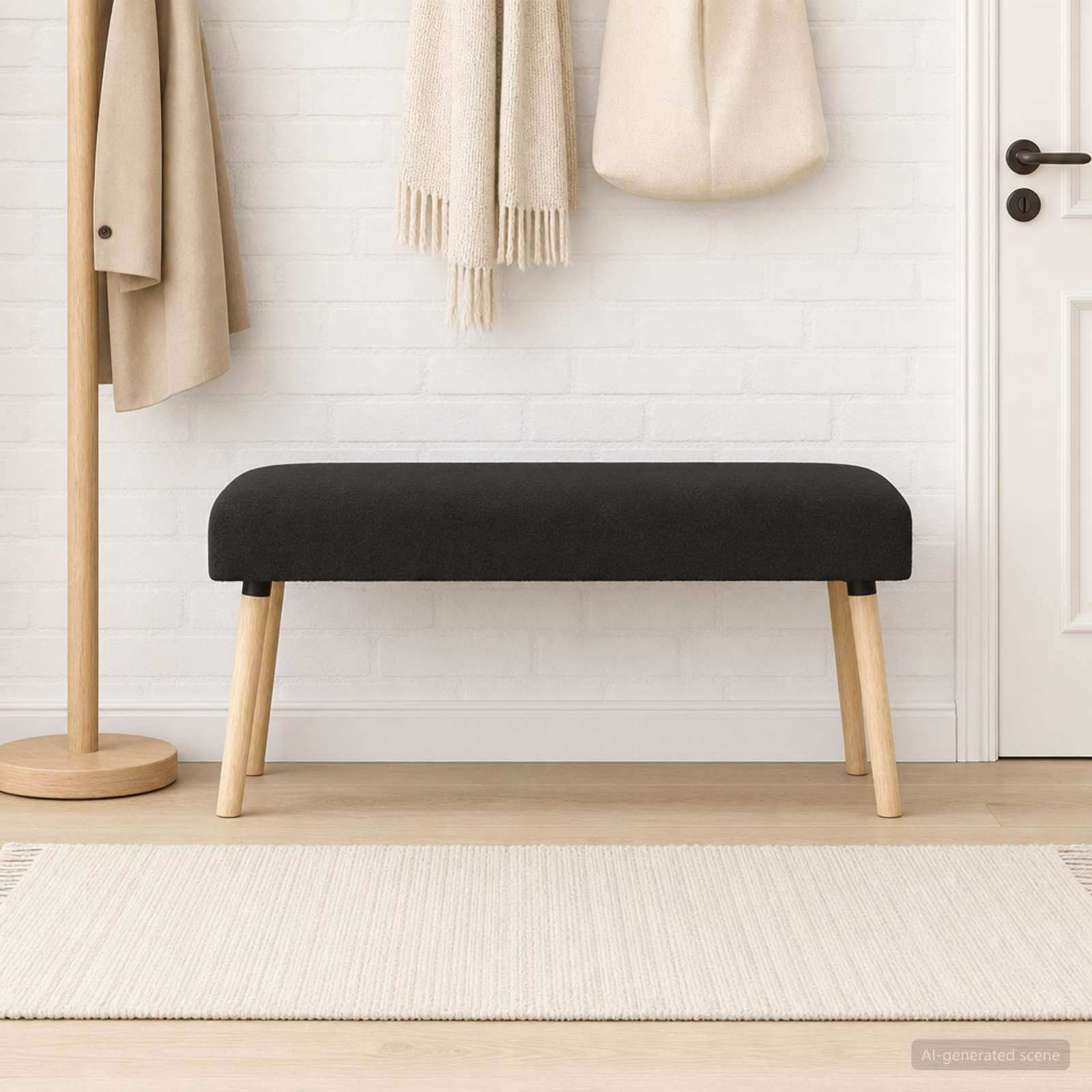 suoliukas Paprastas Juoda 110 x 40 x 46 cm Bouclé