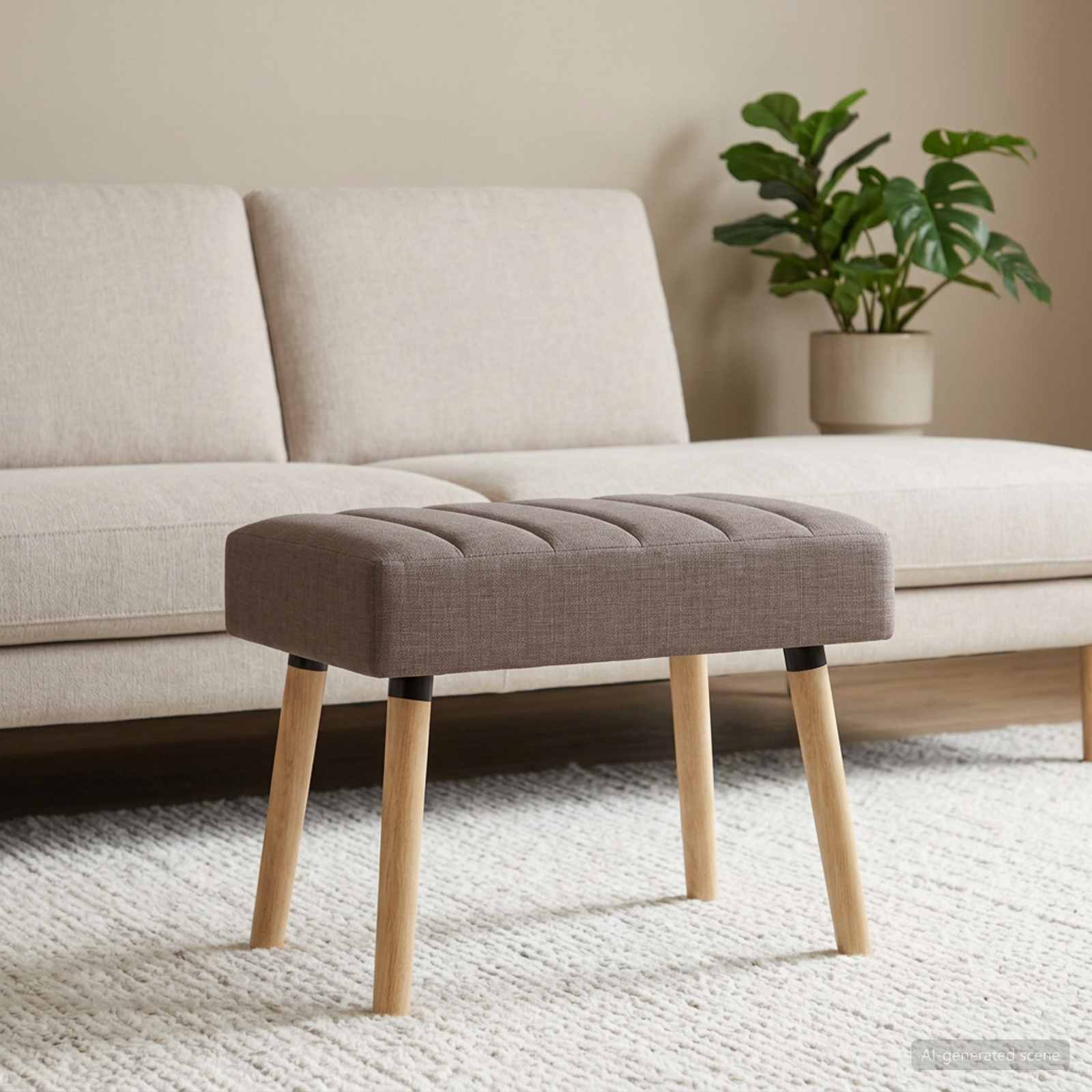Kanalo paminkštintas suolas Taupe 60 x 40 x 45 cm Audinys