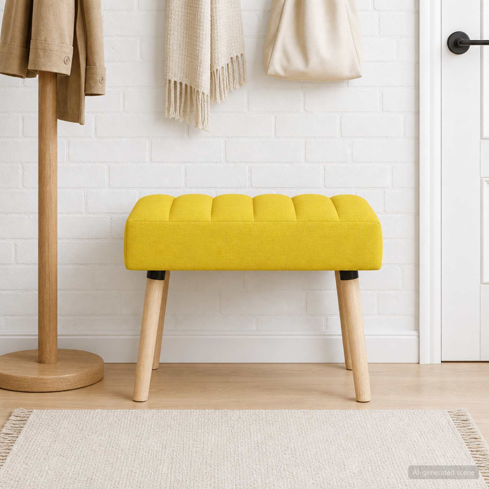 Kanalo paminkštintas suolas Šviesi geltona 60 x 40 x 45 cm