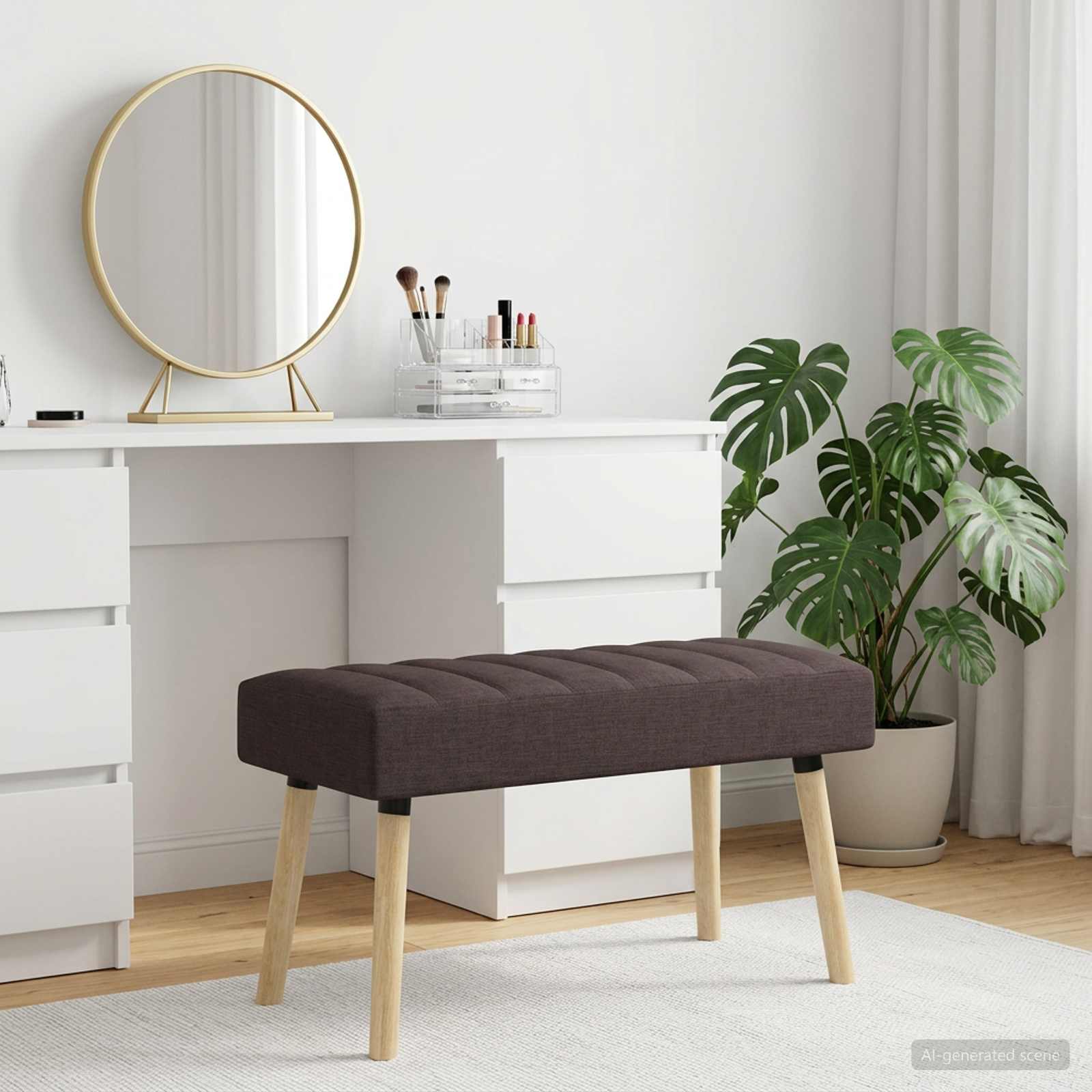 Kanalo paminkštintas suolas Tamsiai rudas 80 x 40 x 46 cm