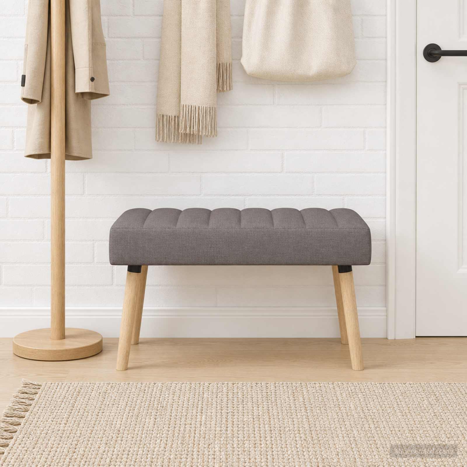 Kanalo paminkštintas suolas Taupe 80 x 40 x 46 cm Audinys