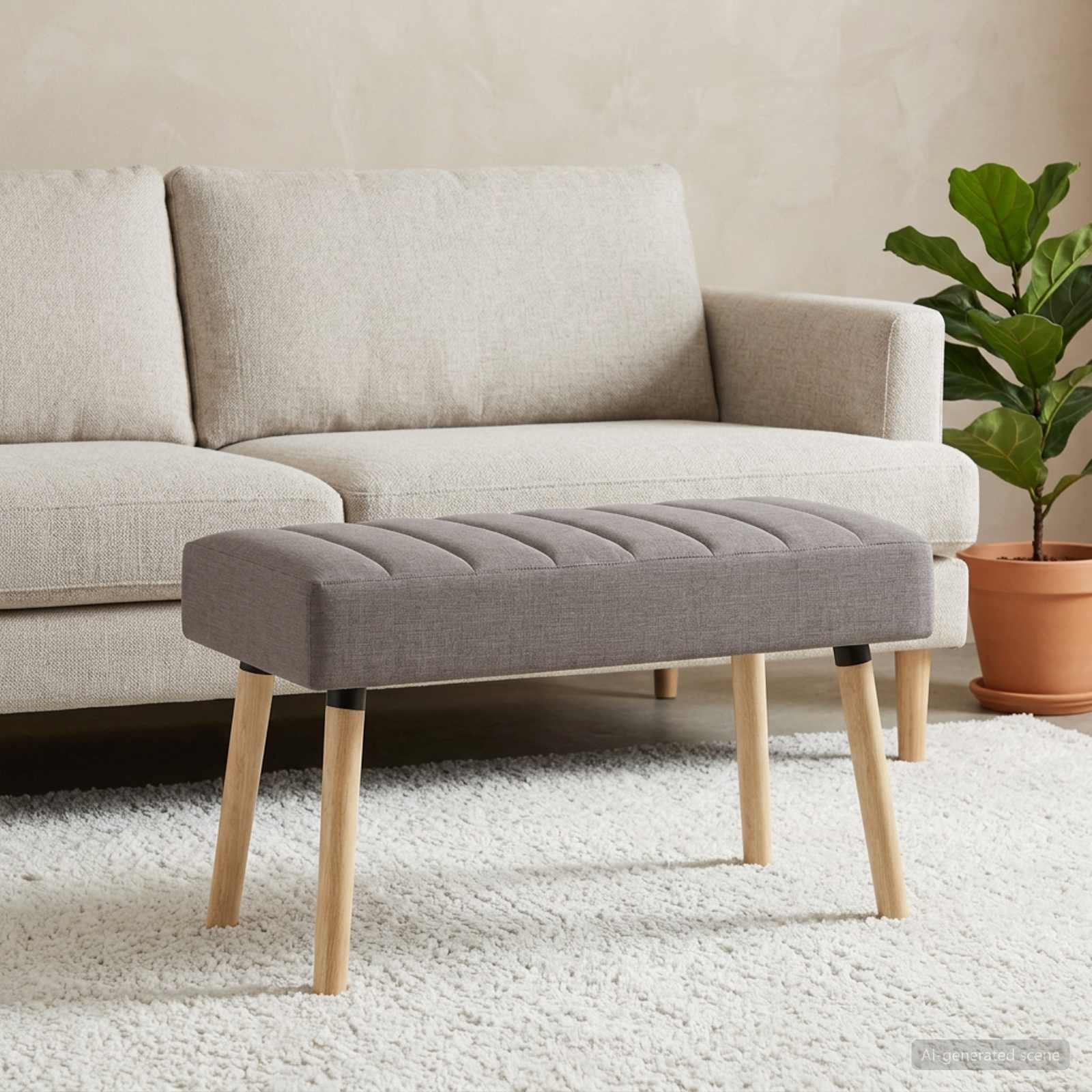 Kanalo paminkštintas suolas Taupe 80 x 40 x 46 cm Audinys