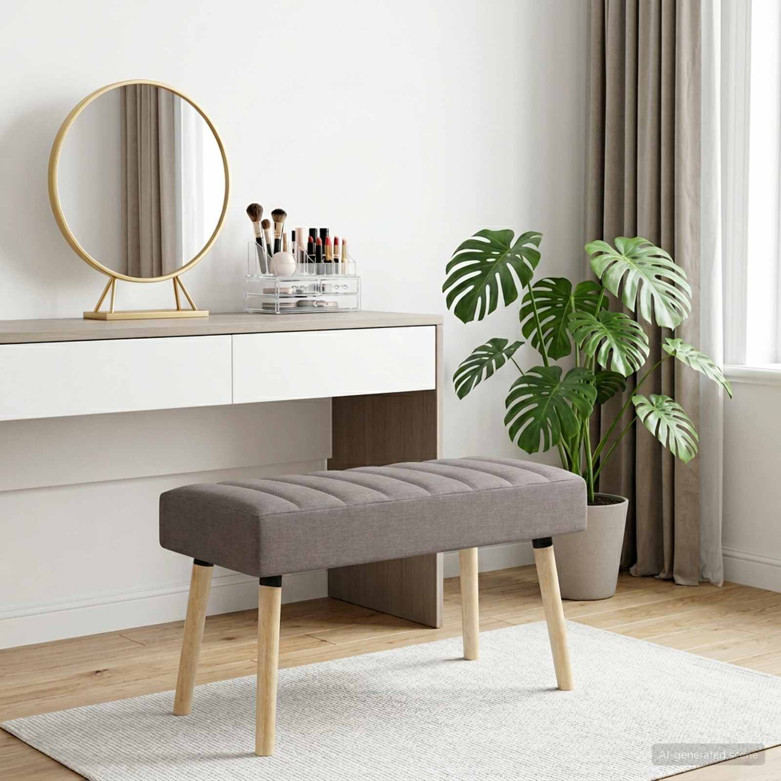 Kanalo paminkštintas suolas Taupe 80 x 40 x 46 cm Audinys