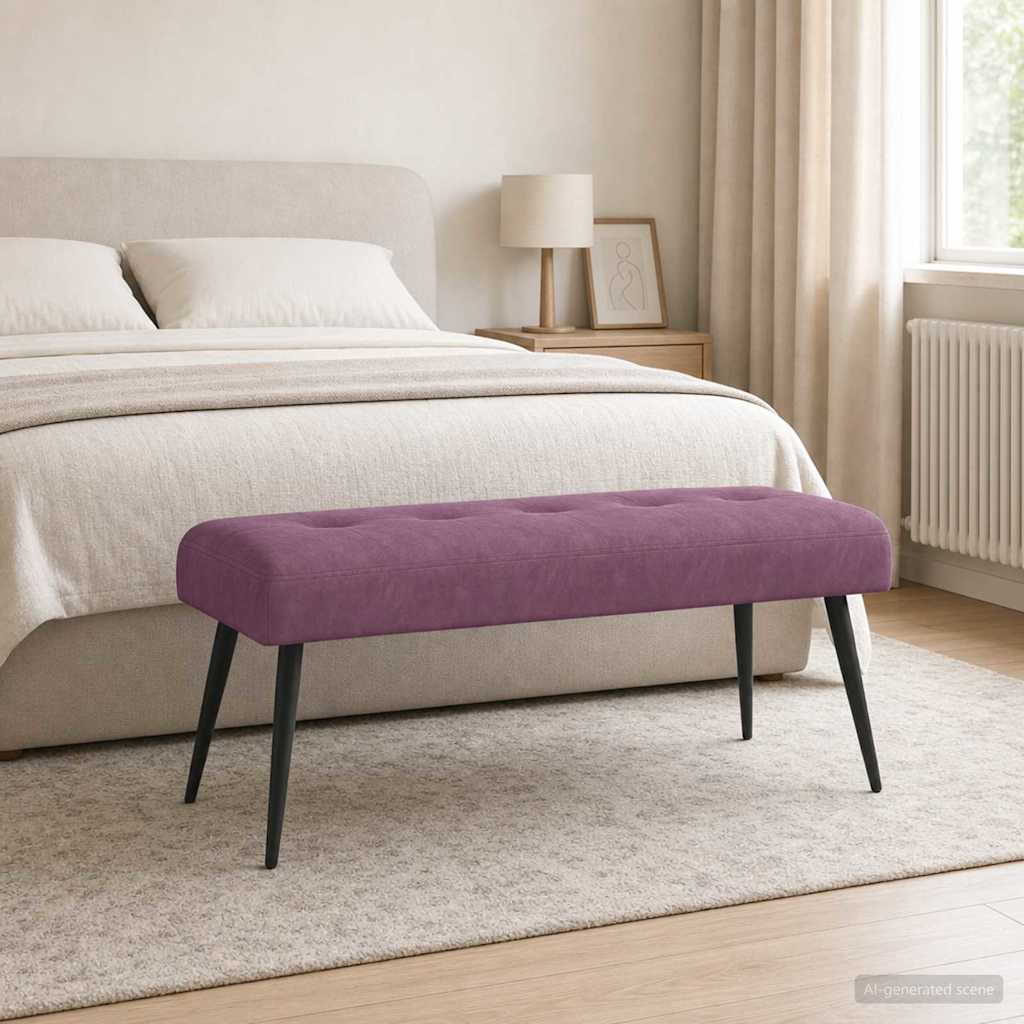 Suoliukas su mygtukų įsiuvais Violetinė 110 x 40 x 46 cm