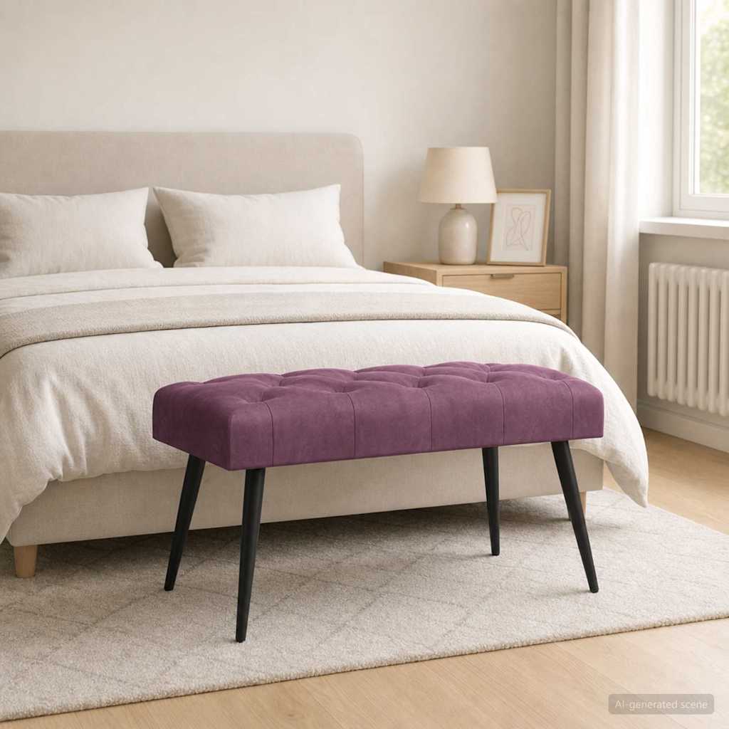 Suoliukas su mygtukų įsiuvais Violetinė 80 x 40 x 46 cm Aksomas