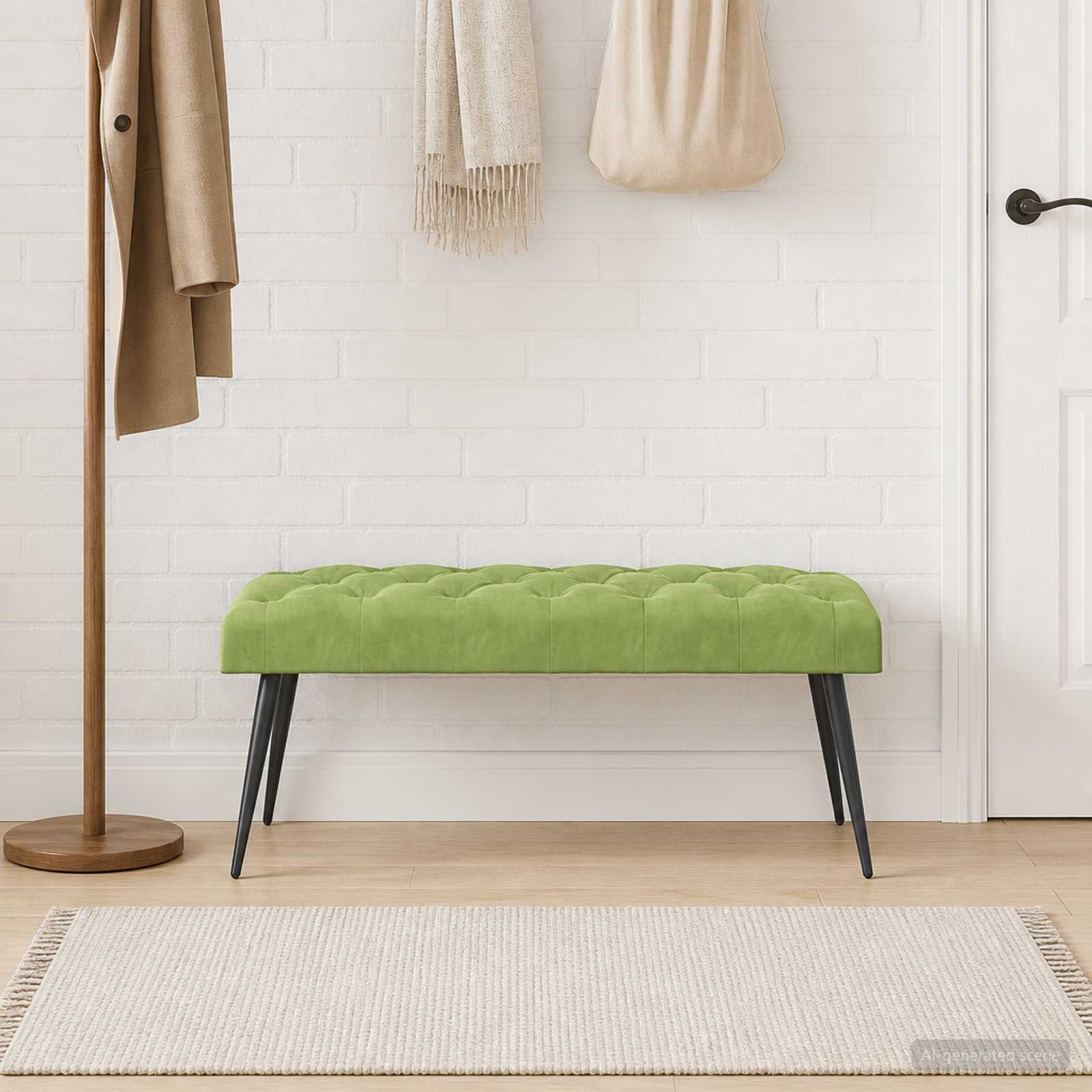 Suoliukas su mygtukų įsiuvais Šviesiai žalia 110 x 40 x 46 cm