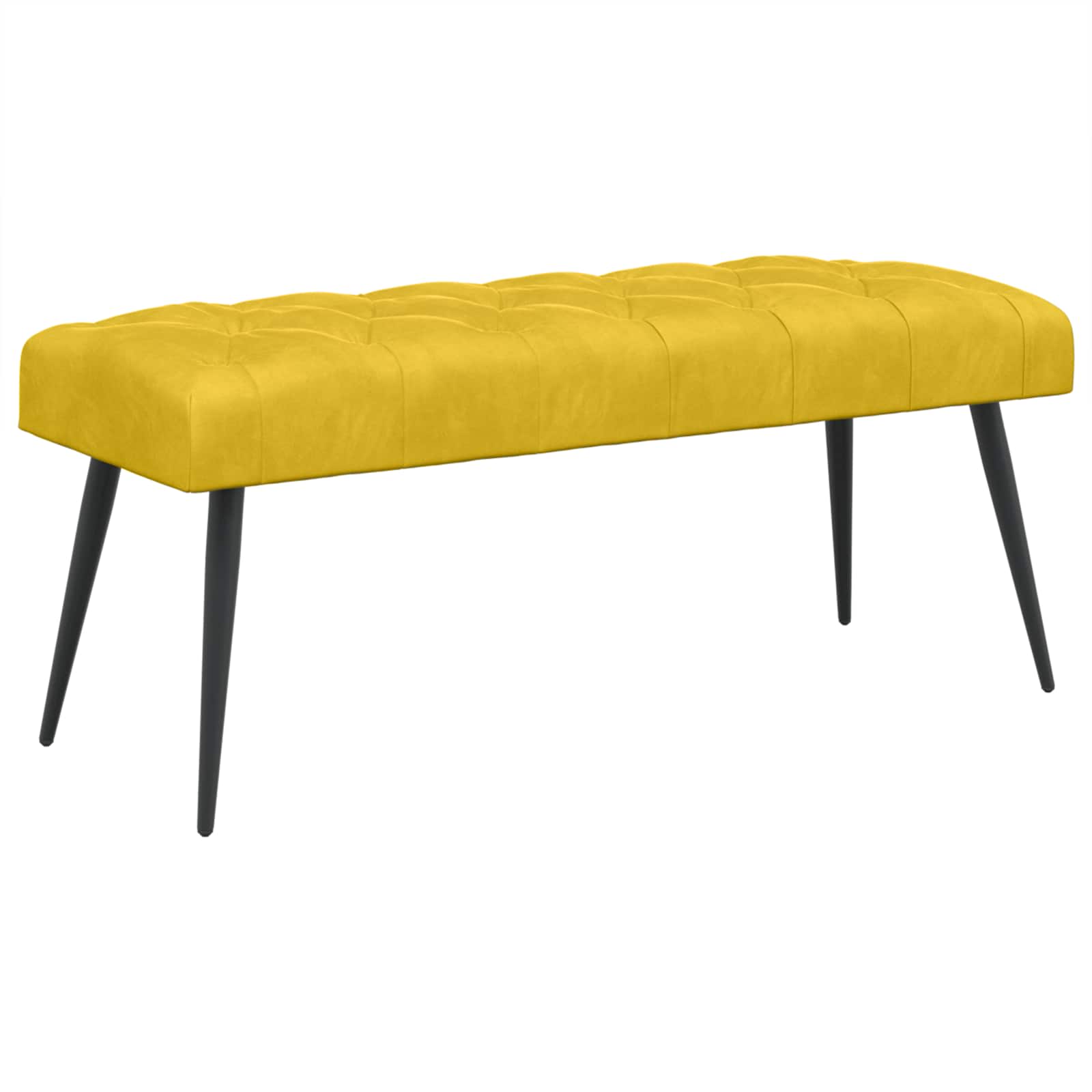 Suoliukas su mygtukų įsiuvais Geltona 110 x 40 x 46 cm Aksomas