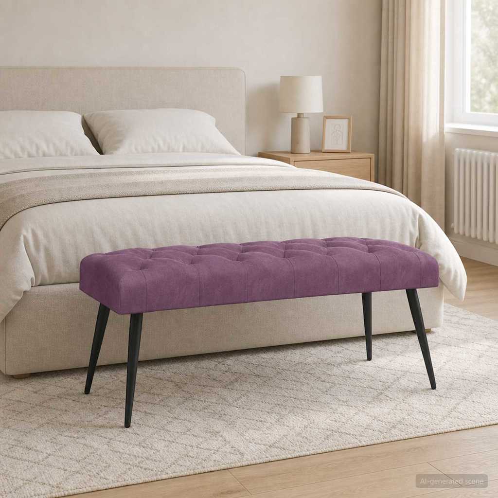 Suoliukas su mygtukų įsiuvais Violetinė 110 x 40 x 46 cm