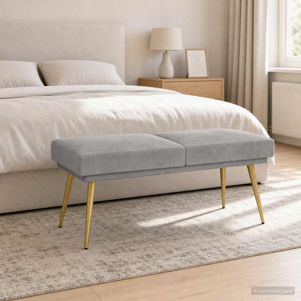 Dviejų sluoksnių suolas Šviesiai pilka 120 x 45 x 46 cm Aksomas
