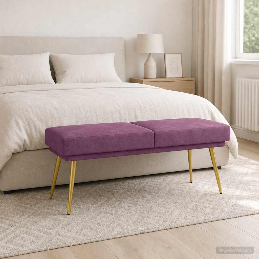 Dviejų sluoksnių suolas Violetinė 120 x 45 x 46 cm Aksomas