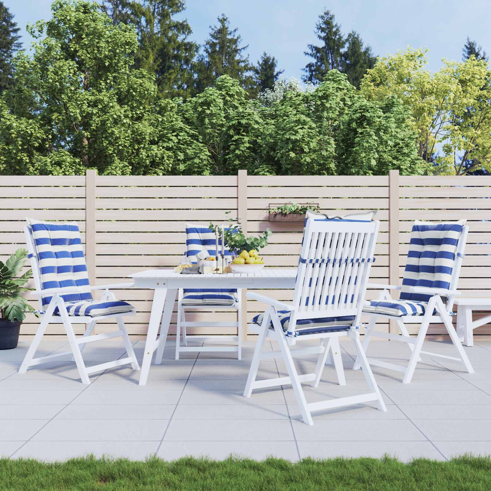 Lauko pagalvė 4 pcs Mėlyna ir balta 120 x 50 x 7 cm Audinys