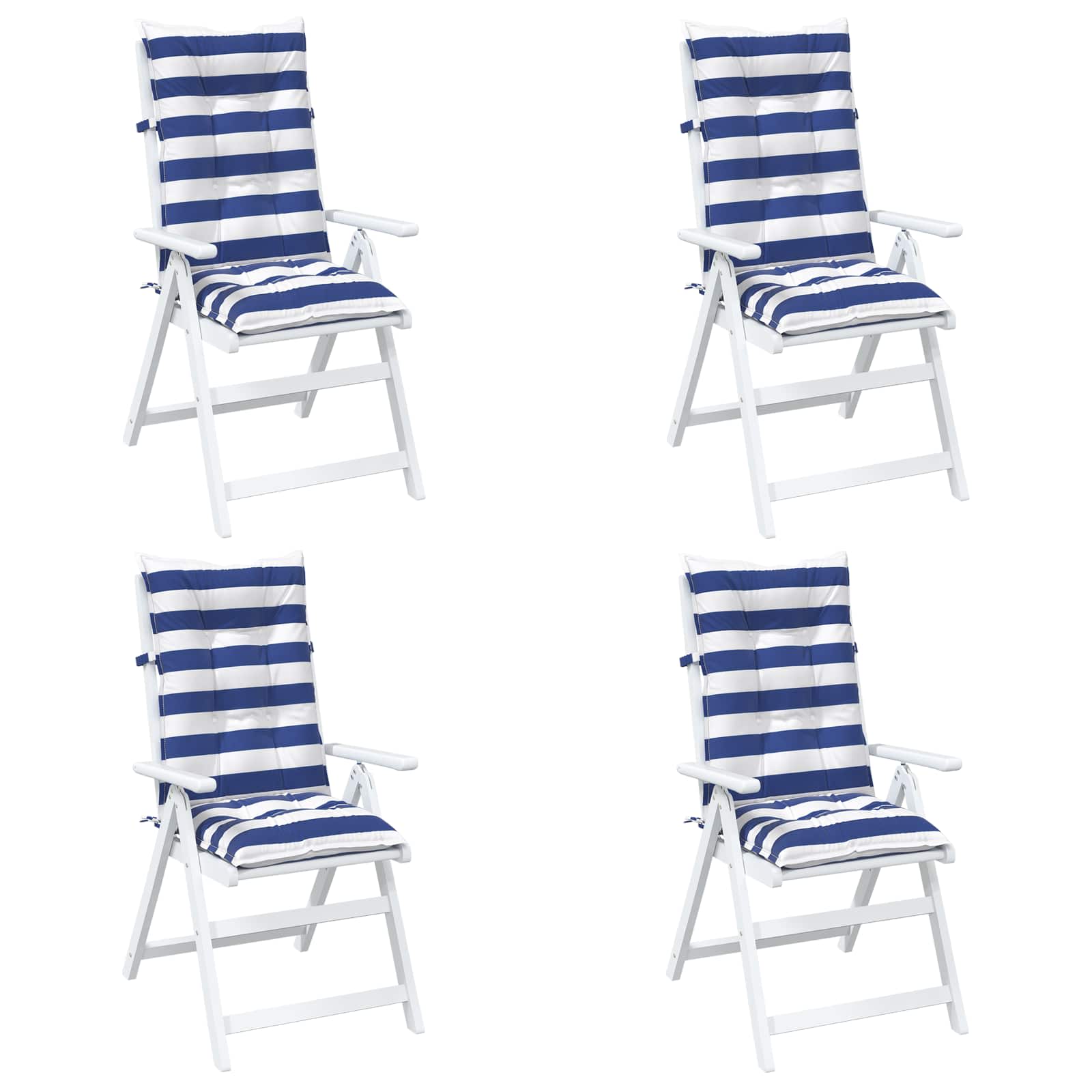 Lauko pagalvė 4 pcs Mėlyna ir balta 120 x 50 x 7 cm Audinys