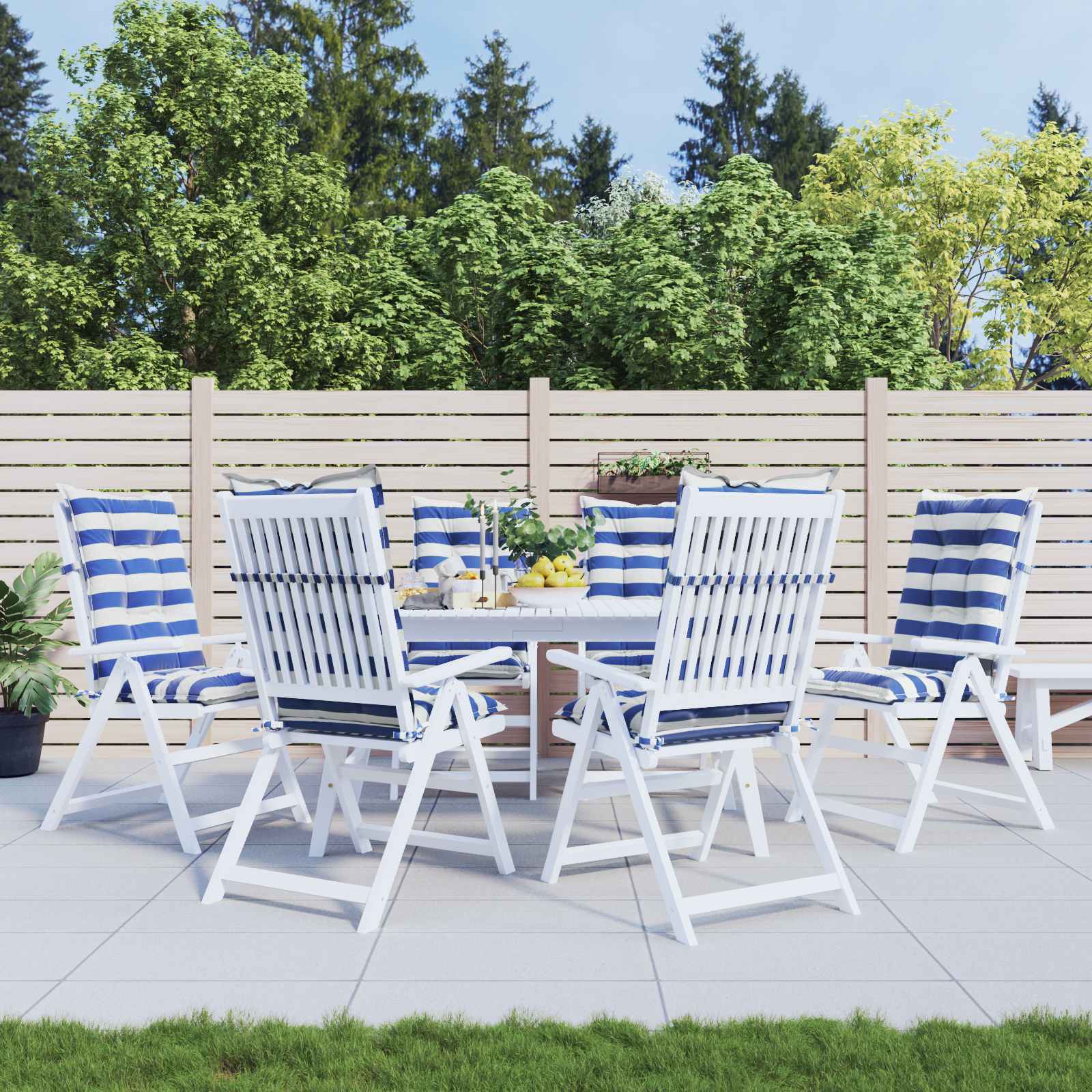 Lauko pagalvė 6 pcs Mėlyna ir balta 120 x 50 x 7 cm Audinys