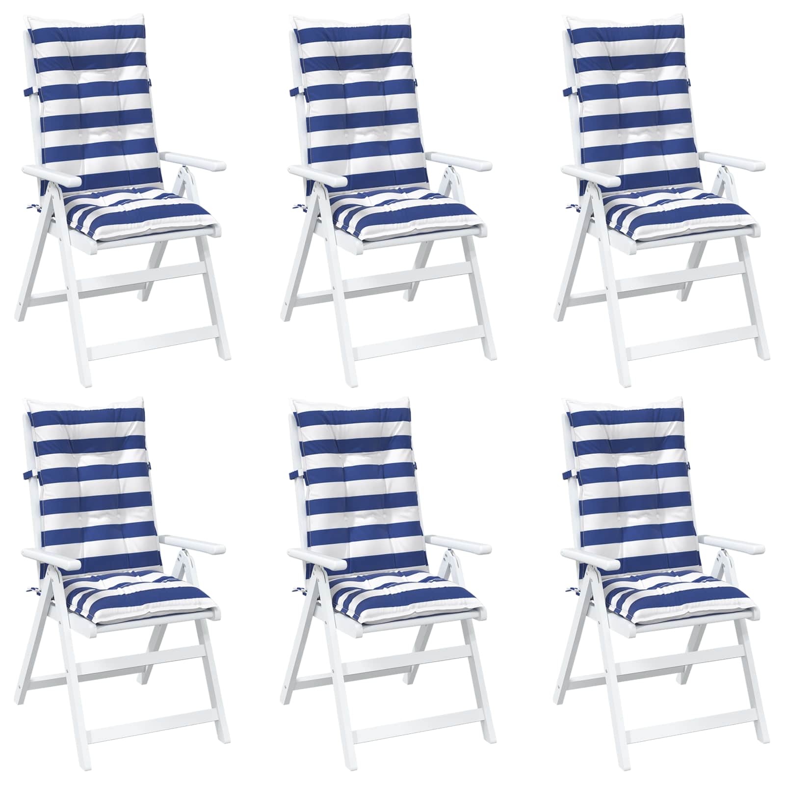 Lauko pagalvė 6 pcs Mėlyna ir balta 120 x 50 x 7 cm Audinys