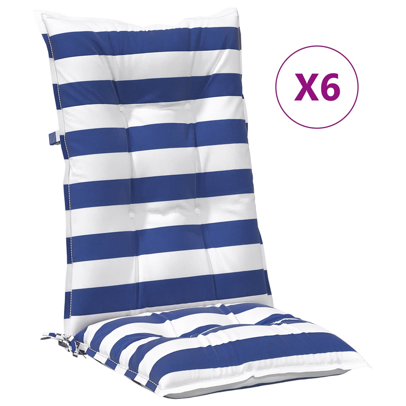 Lauko pagalvė 6 pcs Mėlyna ir balta 120 x 50 x 7 cm Audinys