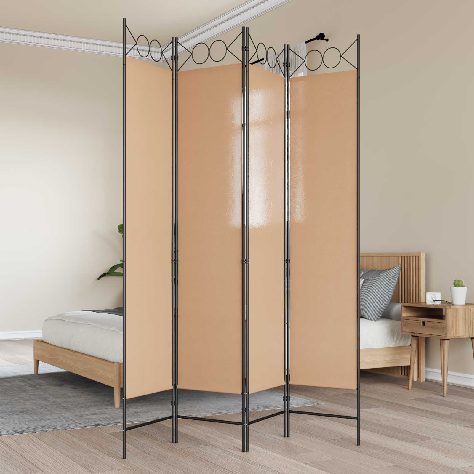 4-skydelis kambario skirstytuvas Smėlio 160 x 200 cm Audinys