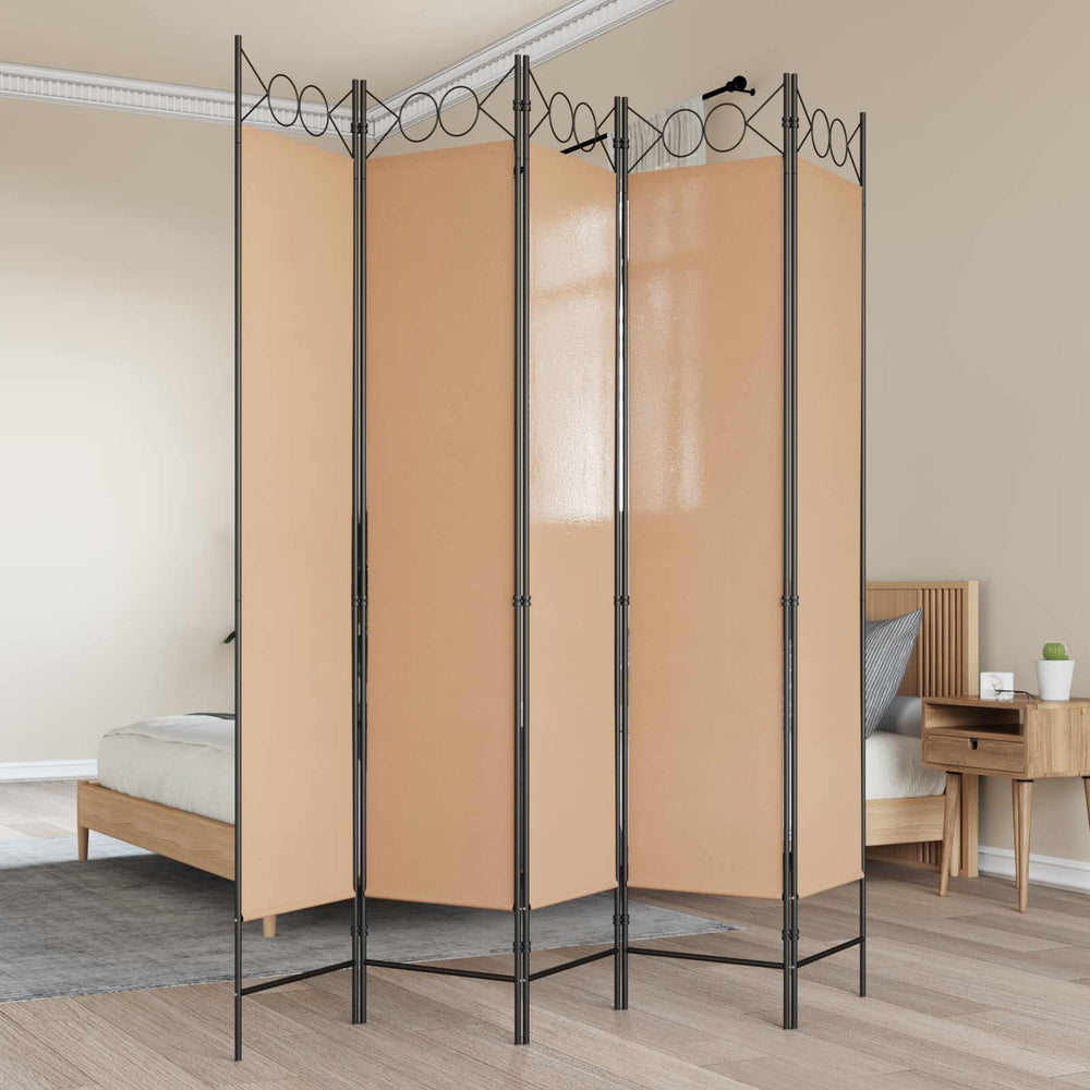5-Panelis kambario skydas Smėlio 200 x 200 cm Audinys