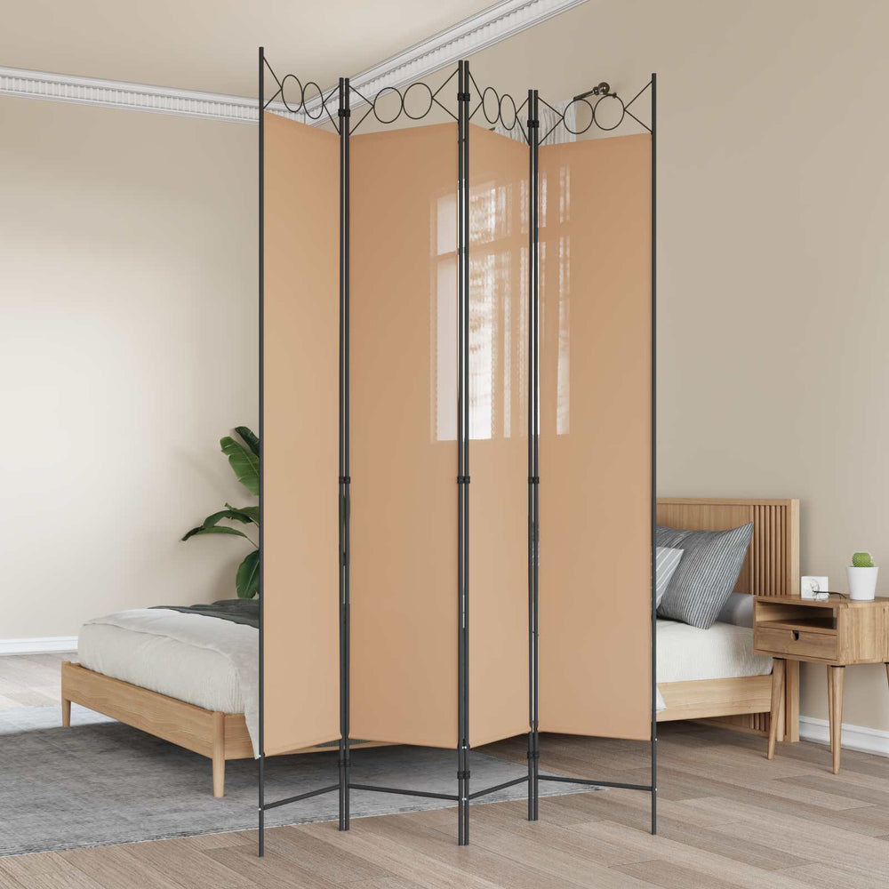 4 paneļu telpas sadalītājs bēšs 160 x 220 cm audums