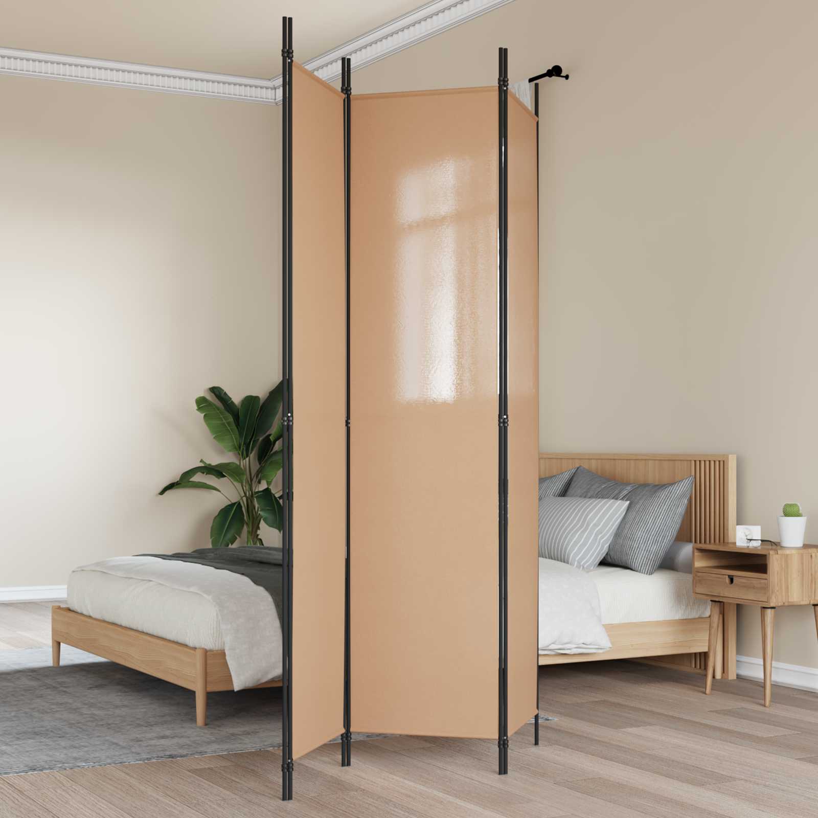 3 paneļu telpas sadalītājs bēšs 150 x 220 cm audums
