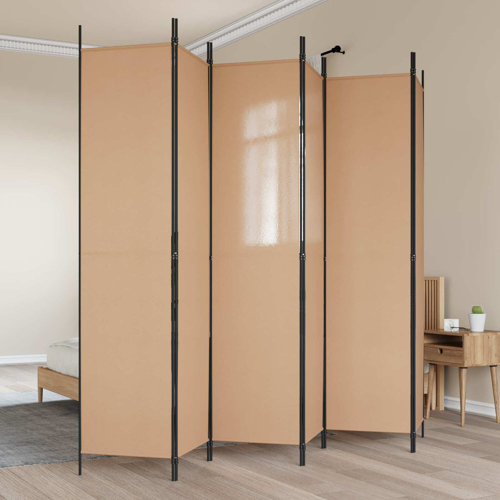 6 paneļu telpas sadalītājs bēšs 300 x 220 cm Audums