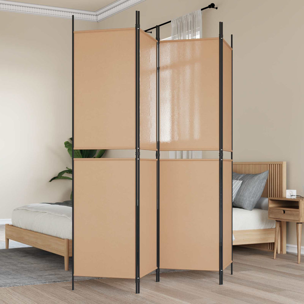 4 paneļu telpas sadalītājs bēšs 200 x 200 cm audums
