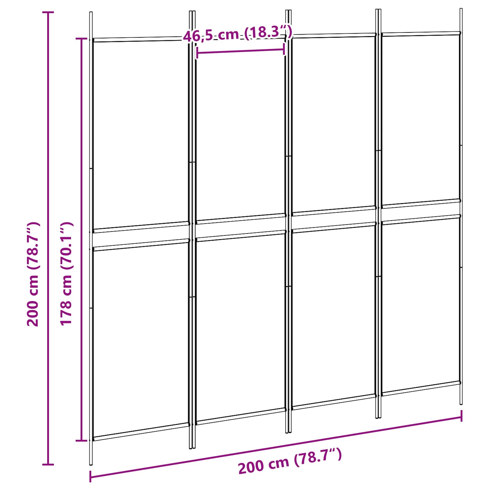 4-skydelis kambario skirstytuvas Smėlio 200 x 200 cm Audinys