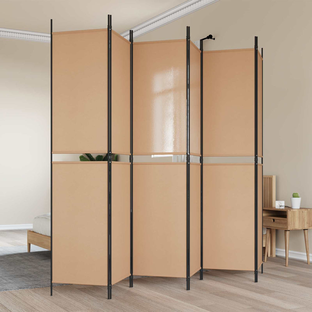 6 paneļu istabas sadalītājs bēšs 300 x 220 cm audums