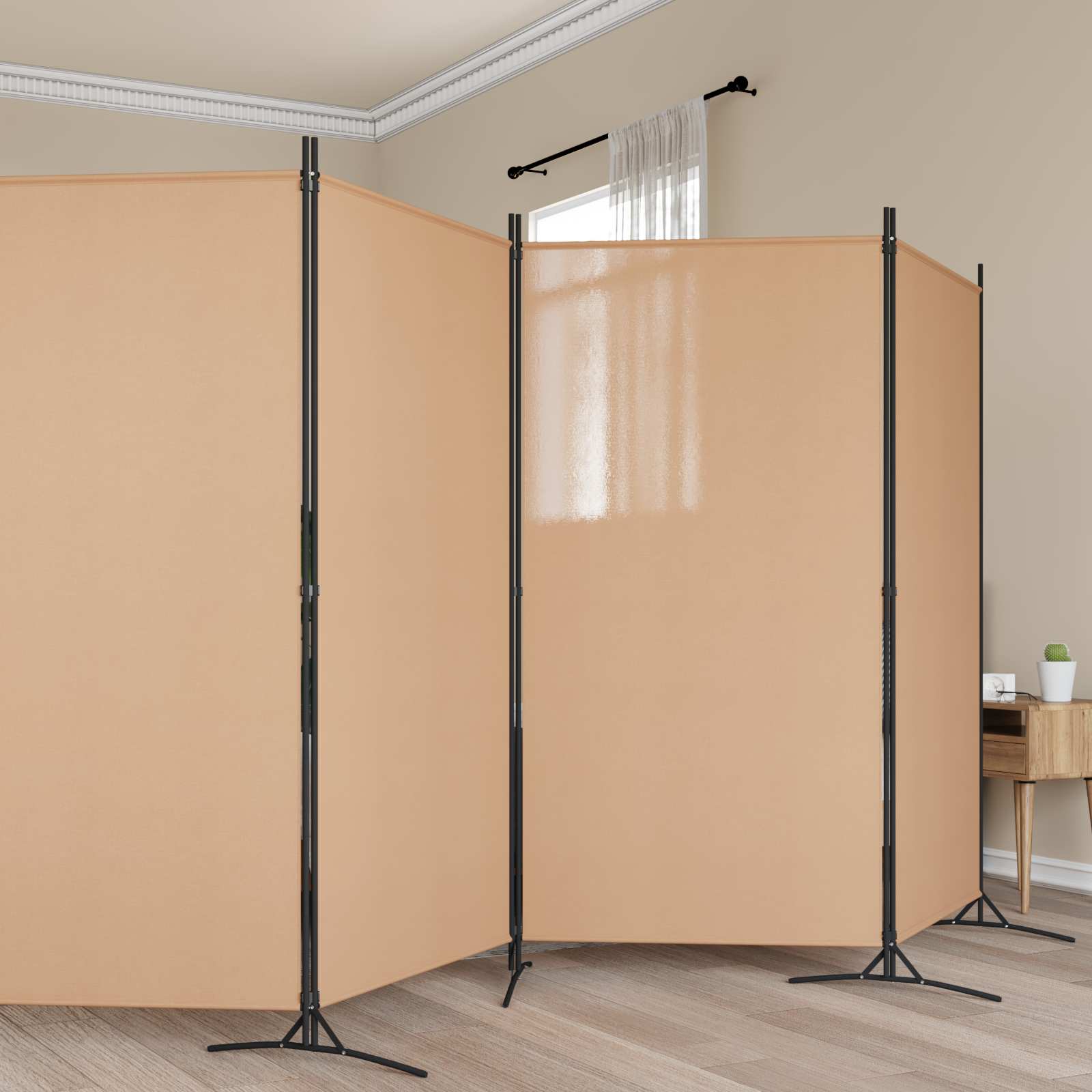 6 paneļu telpas sadalītājs bēšs 520 x 180 cm Audums