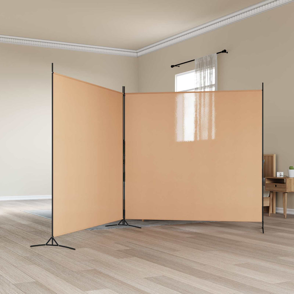 2 nodalījumu telpas sadalītājs, smilšu krāsas, 348 x 180 cm, audums