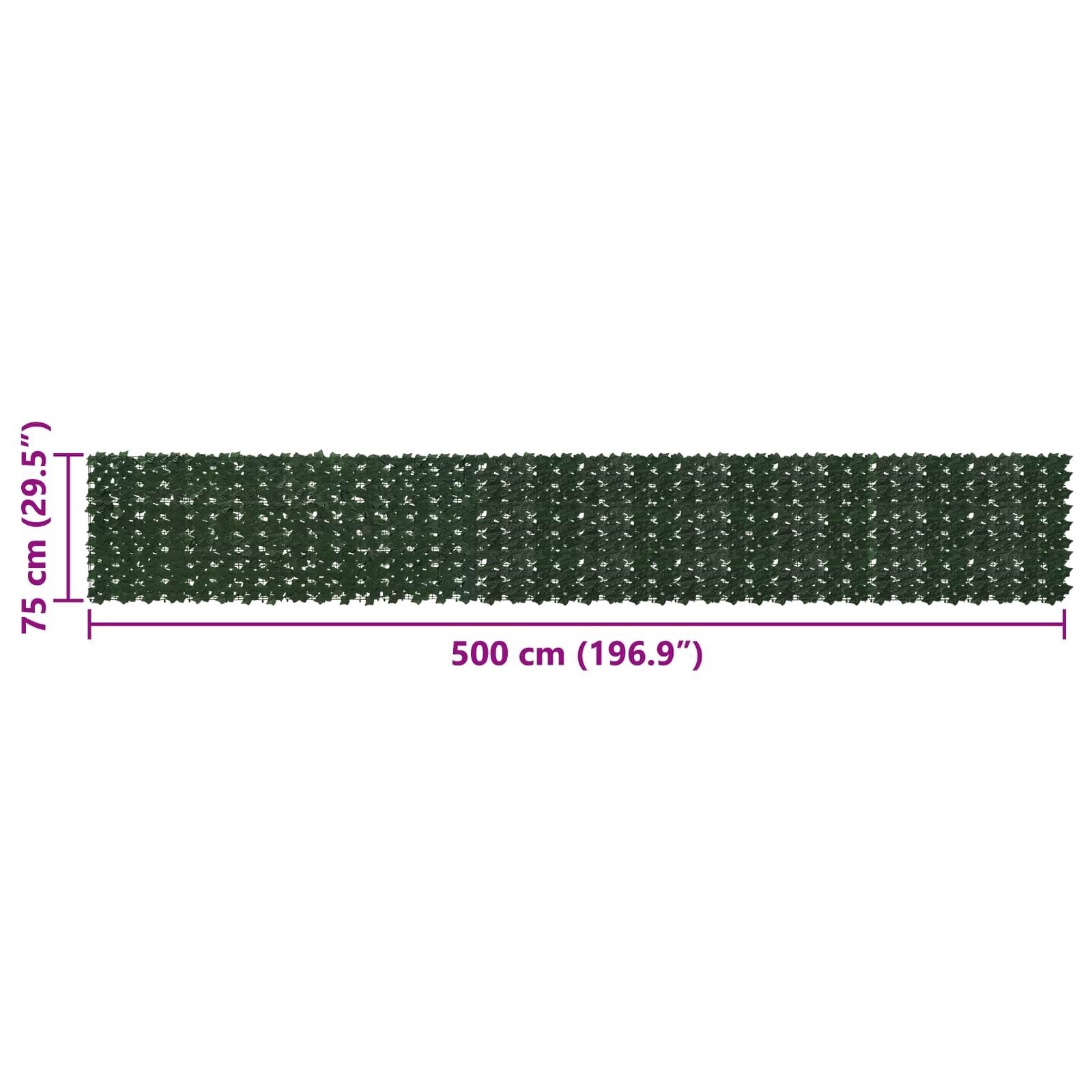 Balkona ekrāns ar lapām Tumši zaļš 500 x 75 cm