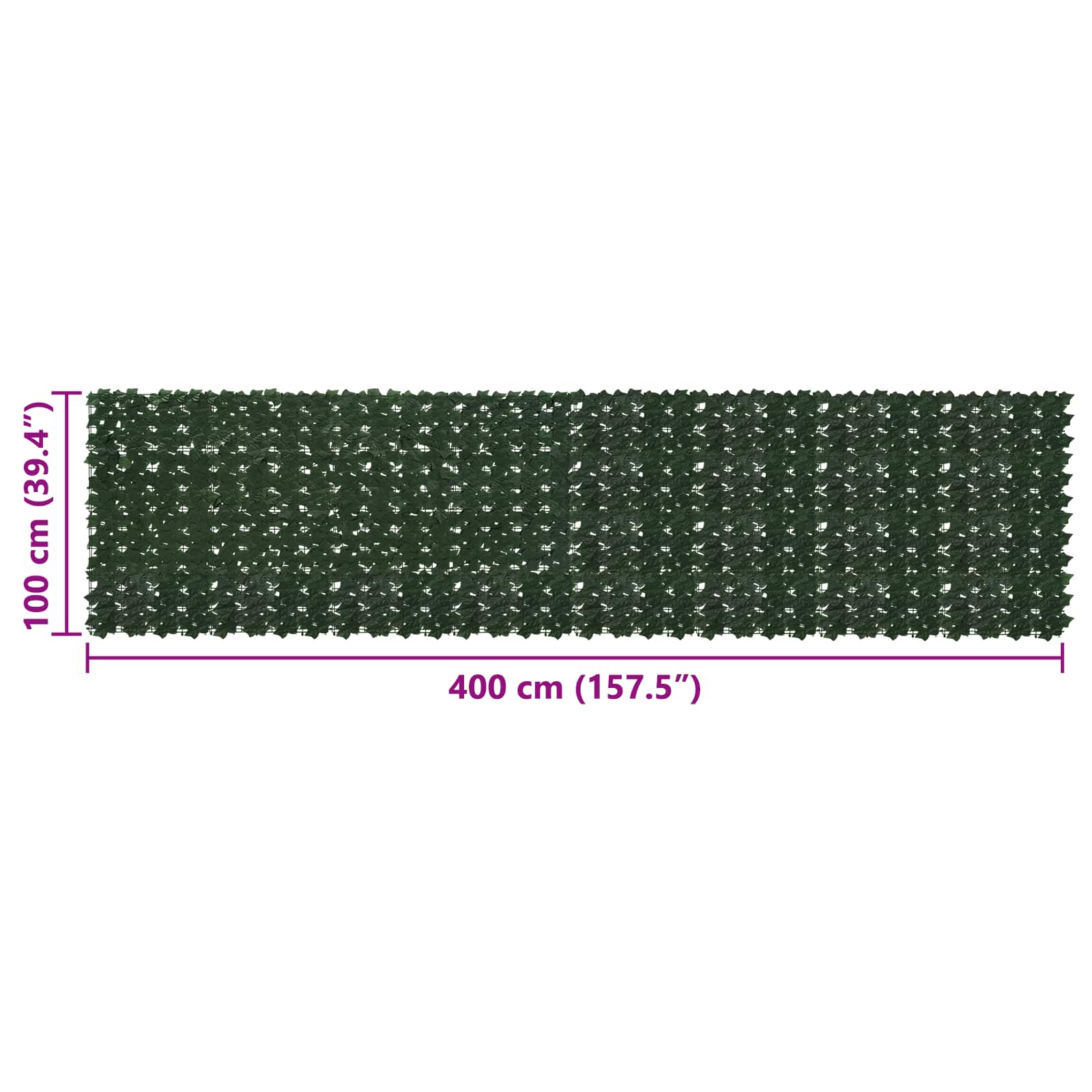 Balkona ekrāns ar lapām Tumši zaļš 400 x 100 cm