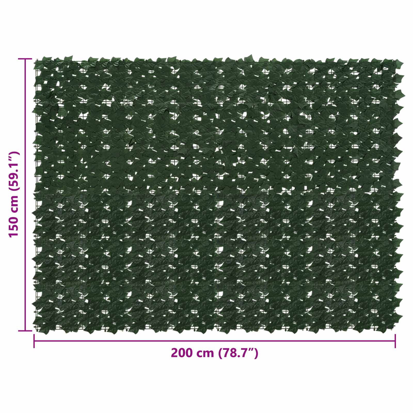 Balkona norobe ar lapām Tumši zaļa 200 x 150 cm