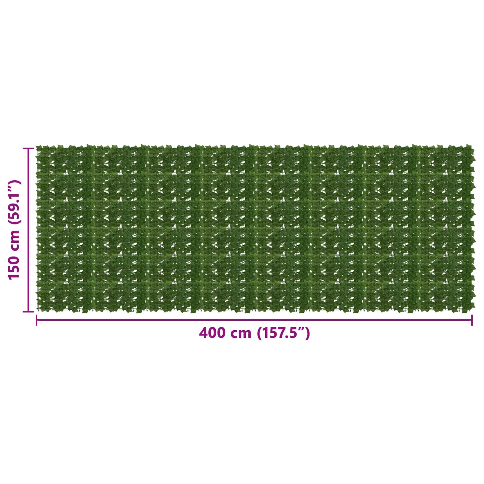 Balkona sietiņš ar lapām Zaļš 400 x 150 cm