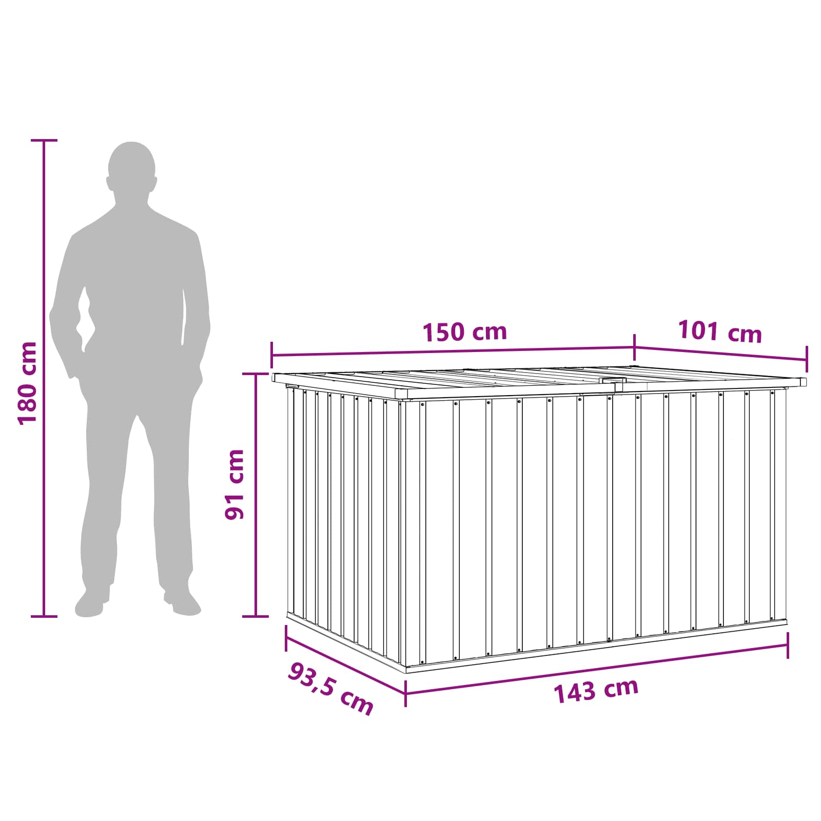 Lauko saugojimo dėžė Galvanizuotas plienas 150 x 101 x 91 cm