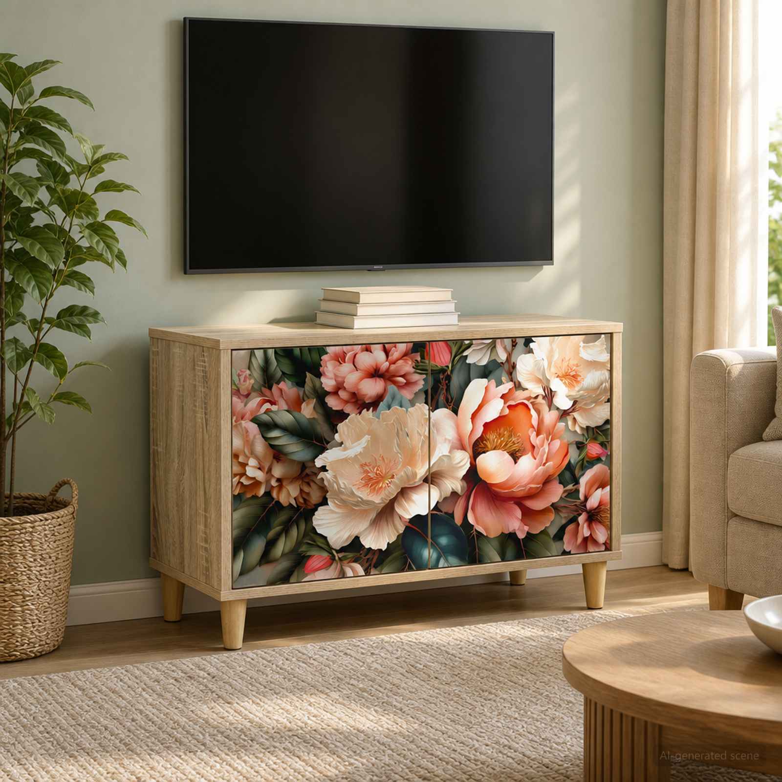 Televizoriaus spintelė BORNE 69 x 33 x 50 cm Sonoma ąžuolo