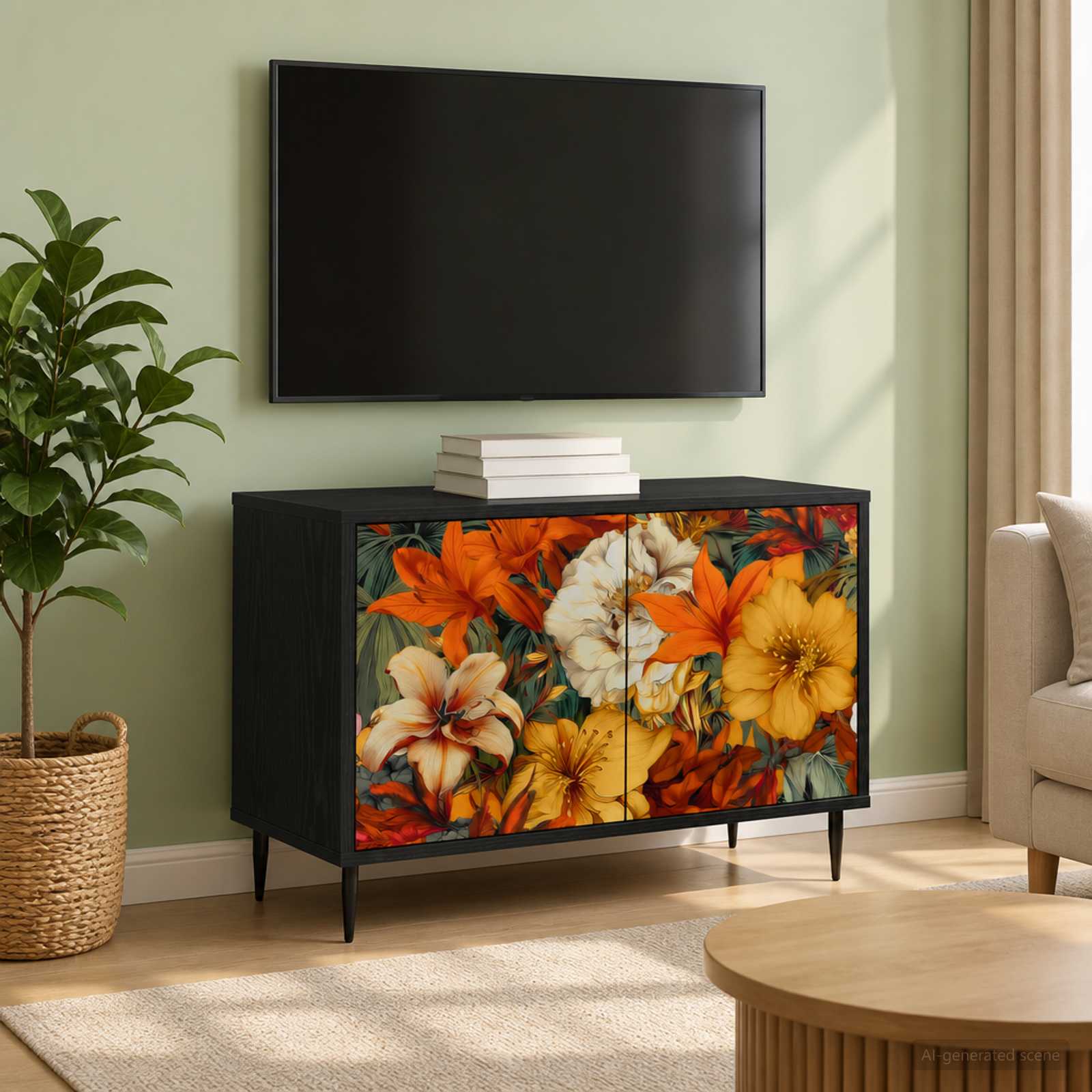 Televizoriaus spintelė GENNEP 69 x 33 x 50,5 cm Juodojo ąžuolo