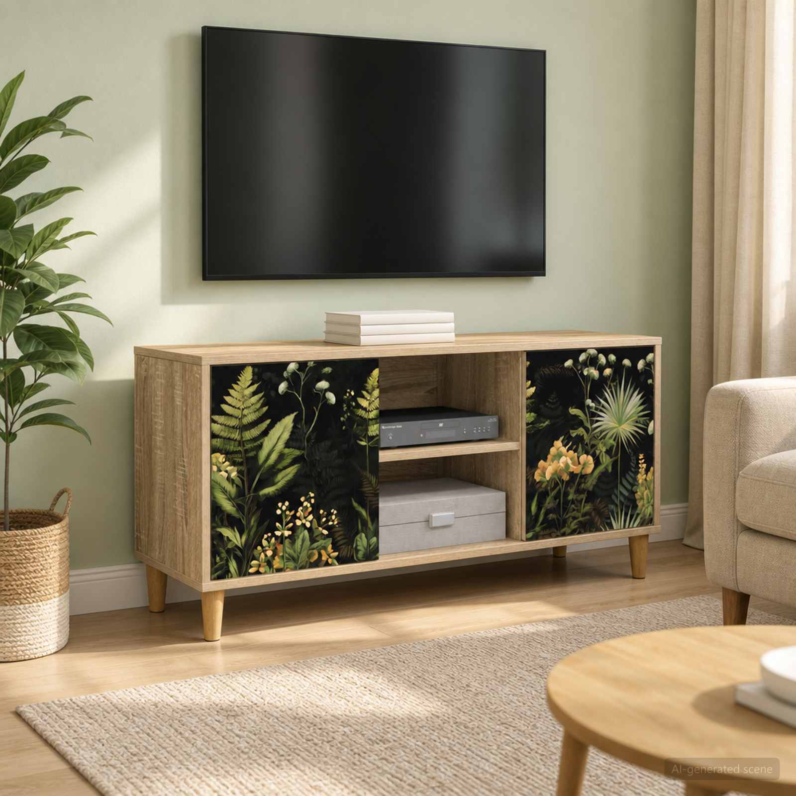 Televizoriaus spintelė RHENEN 102 x 33 x 50 cm Sonoma ąžuolo