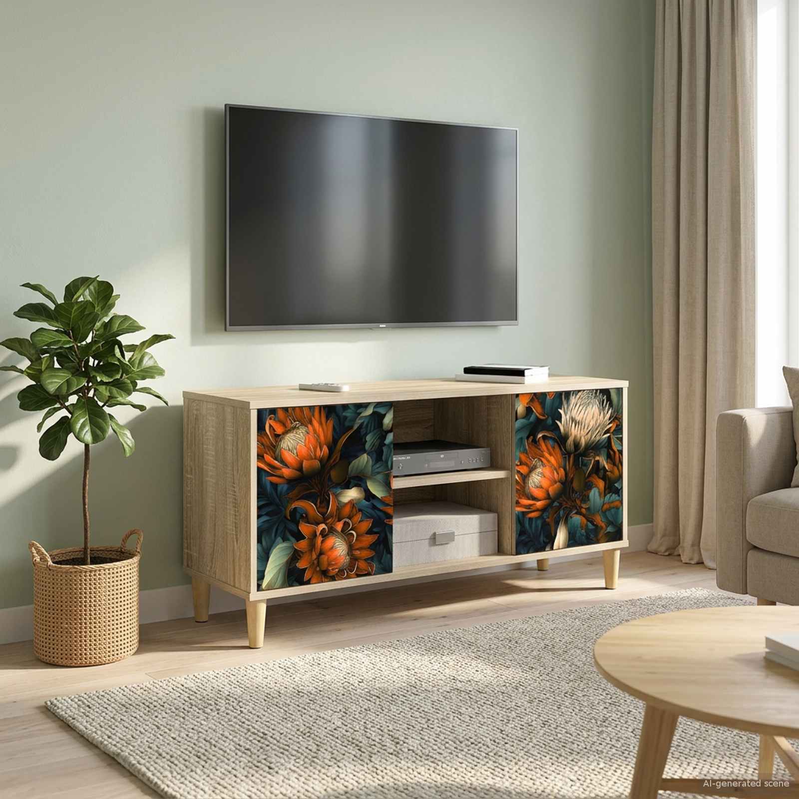 Televizoriaus spintelė LOCHEM 102 x 33 x 50 cm Sonoma ąžuolo