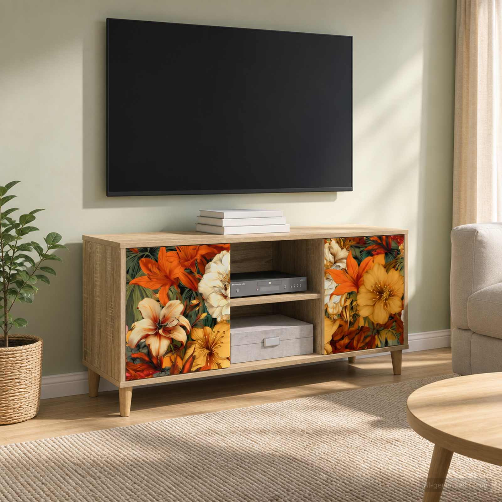 Televizoriaus spintelė GENNEP 102 x 33 x 50 cm Sonoma ąžuolo