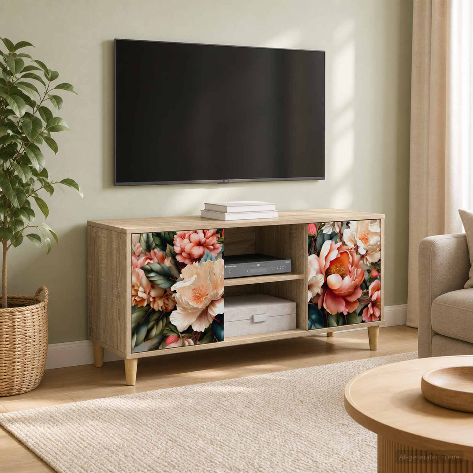 Televizoriaus spintelė BORNE 102 x 33 x 50 cm Sonoma ąžuolo