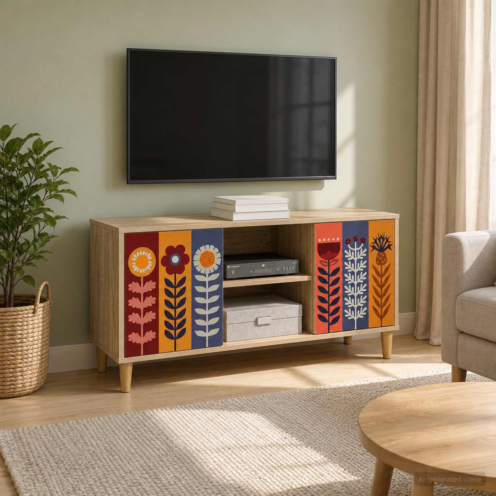 Televizoriaus spintelė ESSEN 102 x 33 x 50 cm Sonoma ąžuolo
