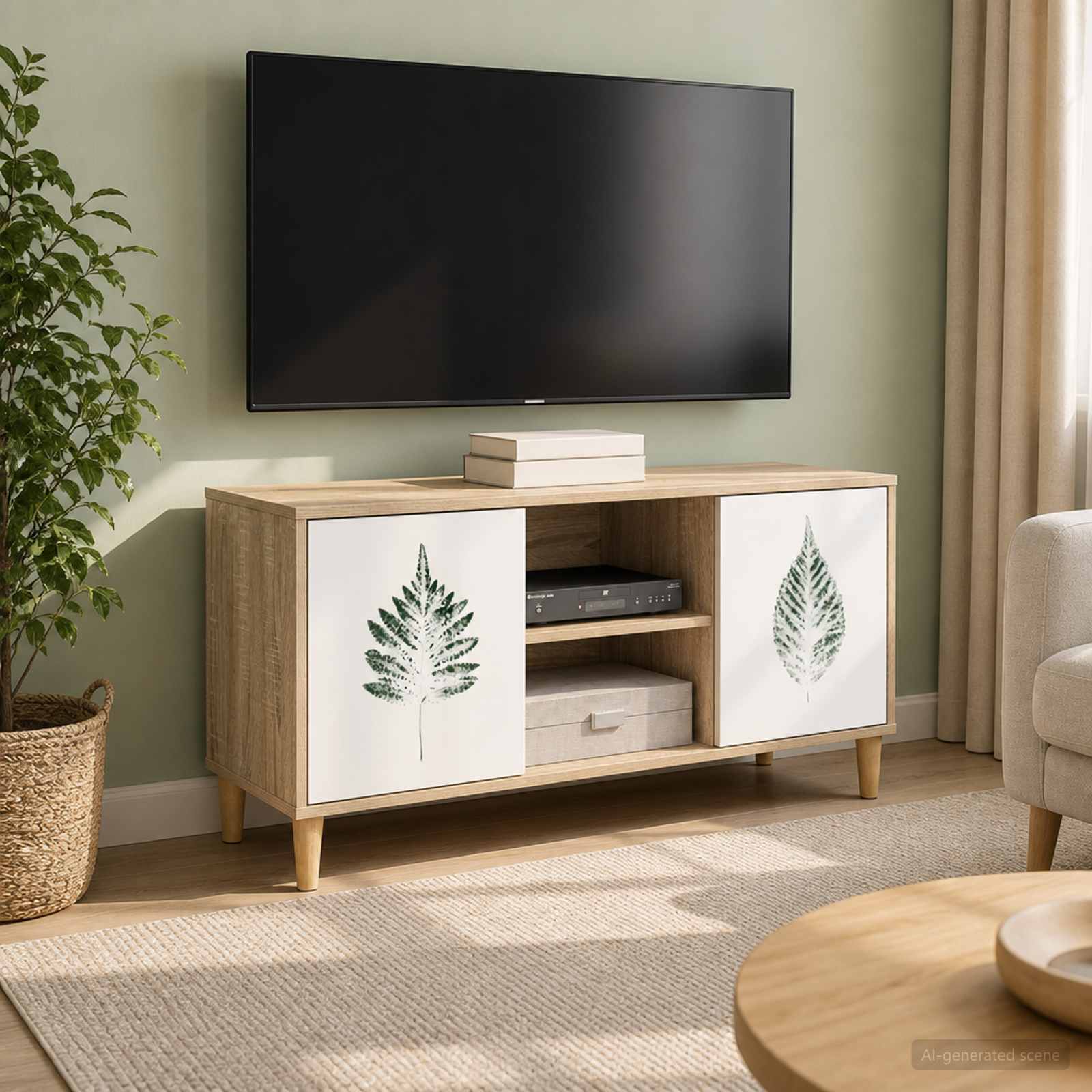 Televizoriaus spintelė HANAU 102 x 33 x 50 cm Sonoma ąžuolo