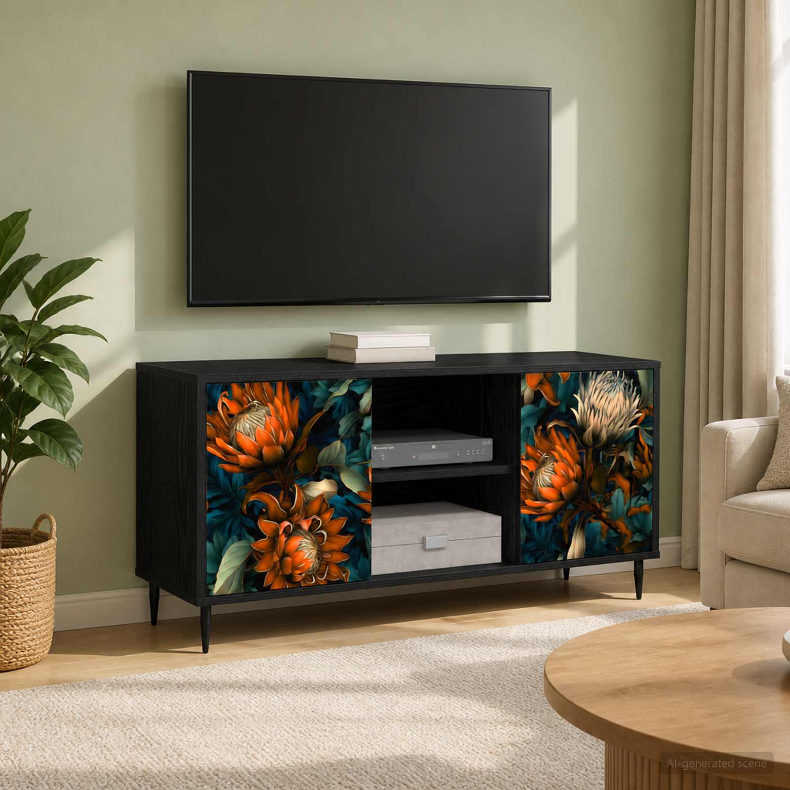 Televizoriaus spintelė LOCHEM 102 x 33 x 51 cm Juodojo ąžuolo