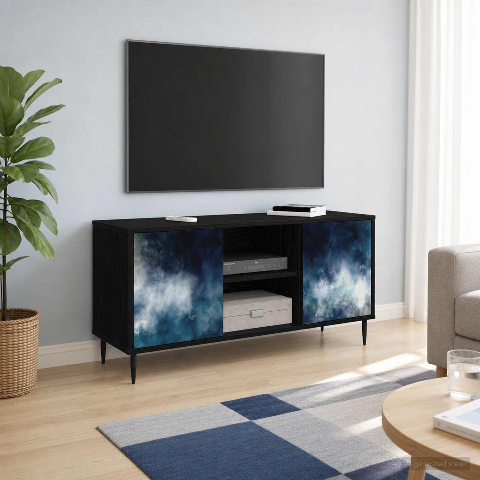 Televizoriaus spintelė RAALTE 102 x 33 x 51 cm Juodojo ąžuolo